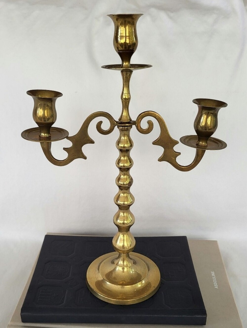 Vintage Brass 3-Arm Candelabra Candle Holder - Picture 2 of 5